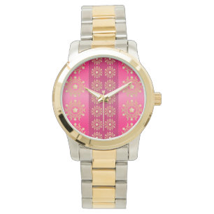 Fuchsia Oriental Mandala Pattern Watch