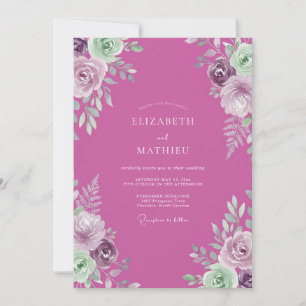 Fuchsia Ornate Botanical Wedding Invitation