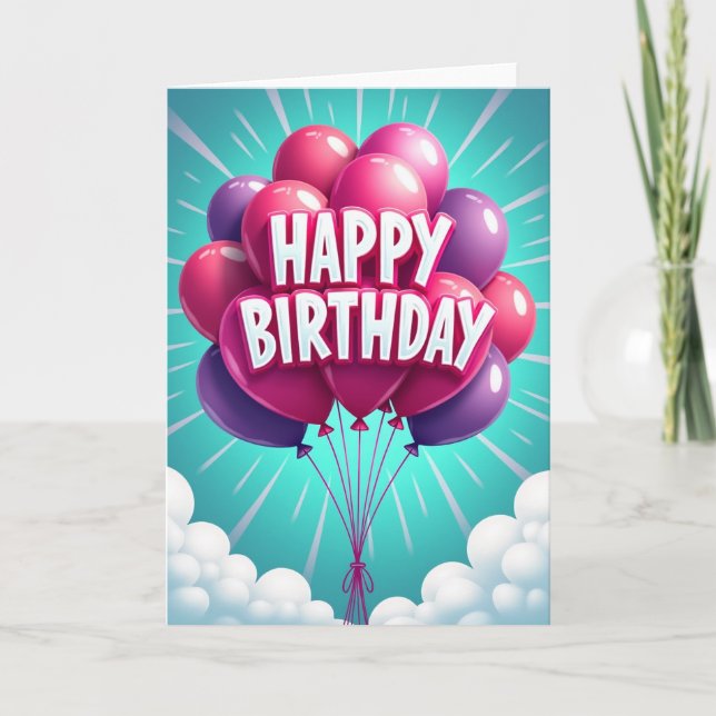 Fuchsia Party Birthday Card (Front)