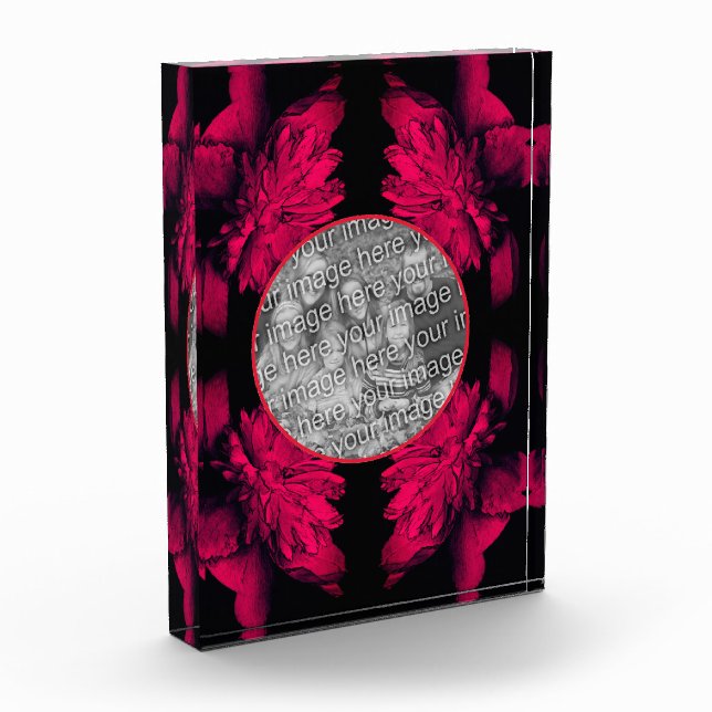 Fuchsia Peony Abstract Floral Add Your  Photo Block (Left)