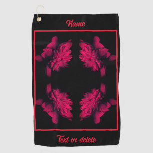 Fuchsia Peony Abstract Floral Personalised Golf Towel