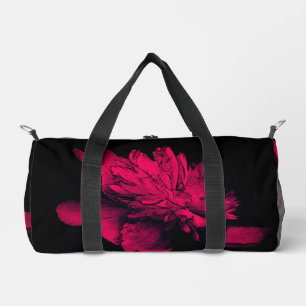 Fuchsia Peony Flower Floral Art Personalised Duffle Bag