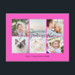 Fuchsia Personalised 6 photos Universal Greetings Postcard<br><div class="desc">Personalised Fuchsia pink 6 family photos Universal Greetings Postcards featuring a stylish photo collage with 6 customised images,  your greetings message in elegant handwritten script font,  your name,  date,  year,  message on the back in a modern and simple sans serif font.</div>
