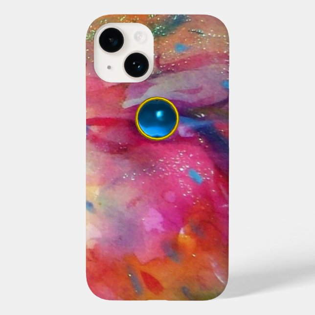 FUCHSIA PINK ABSTRACT Blue Sapphire Gemstone Case-Mate iPhone Case (Back)