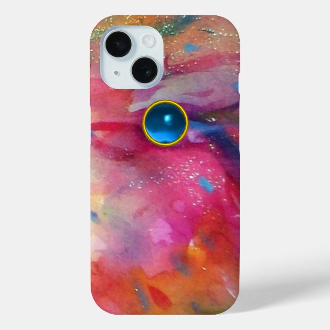 FUCHSIA PINK ABSTRACT Blue Sapphire Gemstone Case-Mate iPhone Case (Back)