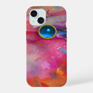 FUCHSIA PINK ABSTRACT Blue Sapphire Gemstone iPhone 15 Case