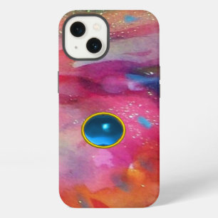 FUCHSIA PINK ABSTRACT Blue Sapphire Gemstone iPhone 13 Case