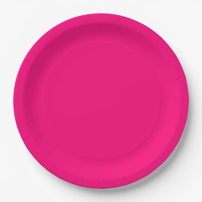 Fuchsia Pink Accent Colour Ready to Customise Paper Plate (Front)