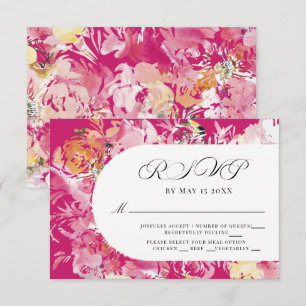 Fuchsia Pink and Blush Watercolor Flower Arch RSVP Card