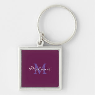 Fuchsia Pink and Lavender Personalised Monogram Key Ring