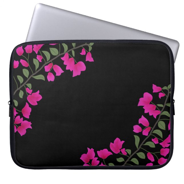 Fuchsia Pink Bougainvillea Laptop Sleeve (Front)