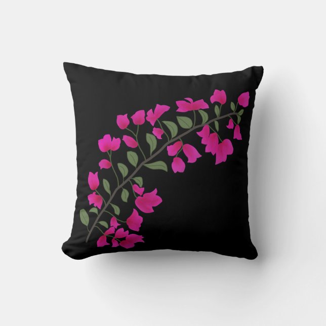 Fuchsia Pink Bougainvillea Throw Pillow (Front)