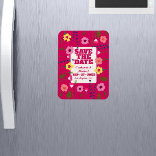 Fuchsia Pink Bright & Bold Colourful Floral Magnet