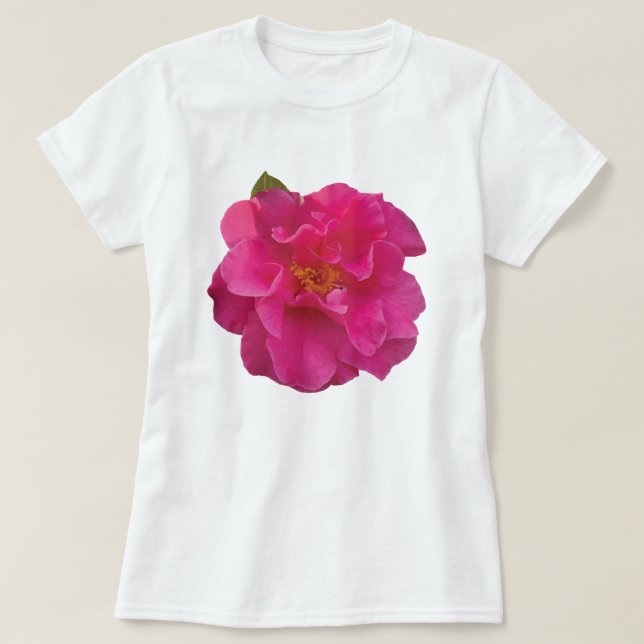 Fuchsia Pink Camellia Floral Graphic Tee (Design Front)