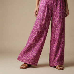 Fuchsia Pink Chic Mosaic Geometric Pattern Fabric