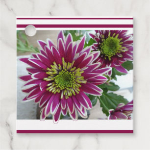 Fuchsia Pink Chrysanthemums Collage Favour Tags