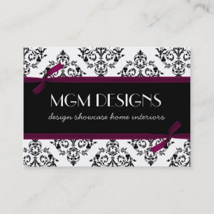 fuchsia pink damask Business Cards