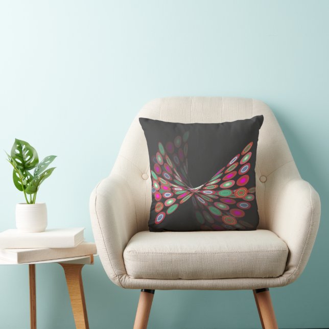 Fuchsia Pink Digital Butterfly Twist Graphics Art Cushion (Chair)