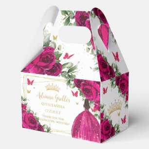 Fuchsia Pink Floral Birthday Quinceañera 16 15 Favour Box