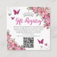 Fuchsia Pink Floral Butterfly Quinceanera QR Gift