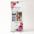 Fuchsia Pink Floral Couple Photo Vertical Wedding