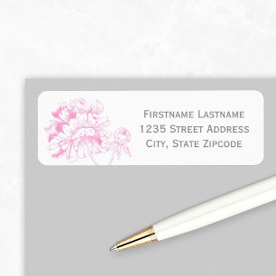 Fuchsia Pink Floral Peony Wedding Address