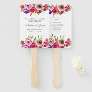Fuchsia Pink Floral Romantic Spring Garden Wedding Hand Fan
