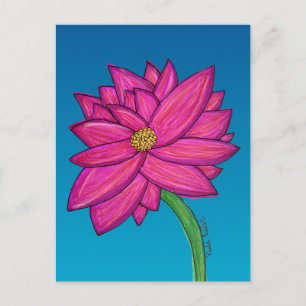 Fuchsia Pink Flower with blue background Postcard