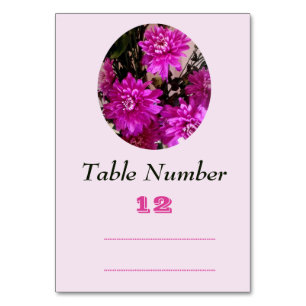 Fuchsia Pink Flowers Floral Table Number