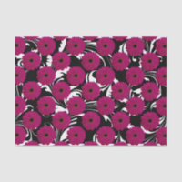 Fuchsia Pink Gerbera Daisy Black/White Swirl Girly