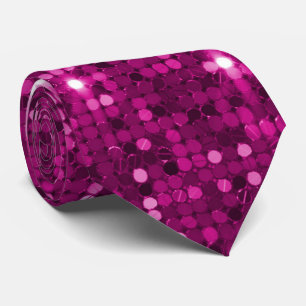 Fuchsia Pink Glitter Sparkle Disco Sequin Neck Tie