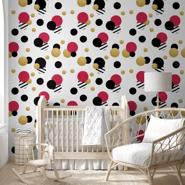 Fuchsia Pink Gold Polka Dot Wallpaper (Kids)