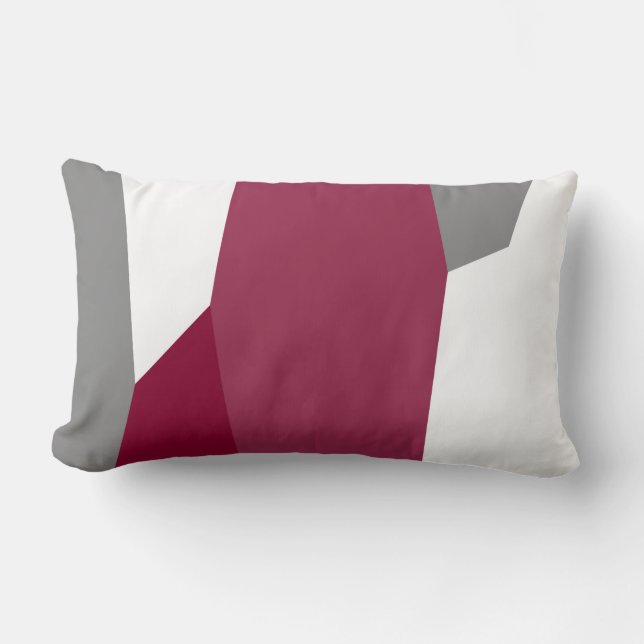 Fuchsia Pink Grey and White     Lumbar Cushion (Front)