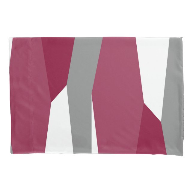 Fuchsia Pink Grey and White    Pillowcase (Front)