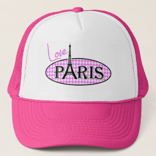 Fuchsia Pink Houndstooth; Paris Trucker Hat