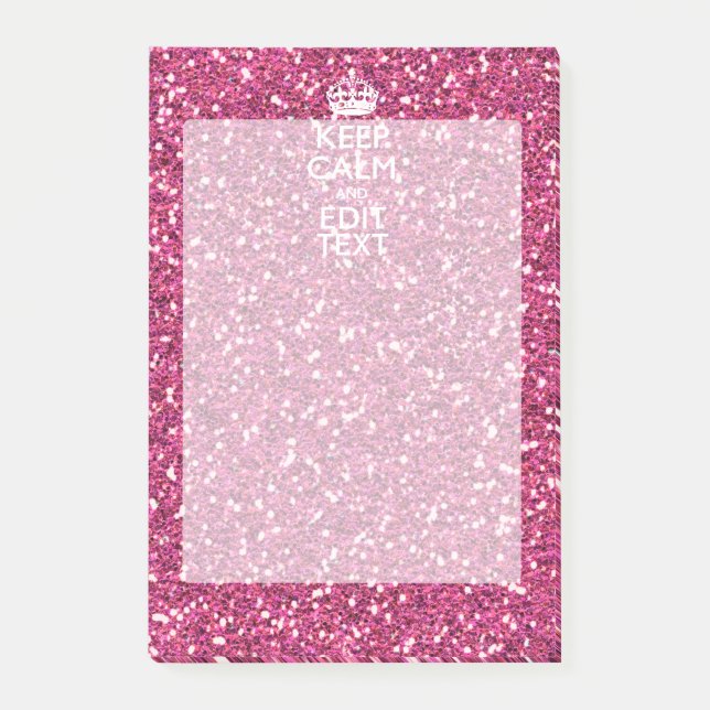 Fuchsia Pink Keep Calm Have Your Text Post-it Notes (Front)