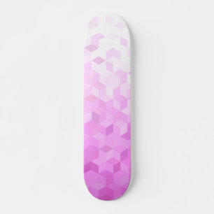 Fuchsia Pink Modern Girly Cube Gradient Skateboard
