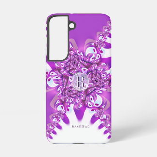 Fuchsia Pink Modern Vintage Monogram Custom Name Samsung Galaxy Case