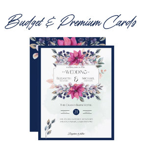 Fuchsia Pink Navy Blue Floral Vinatge Wedding