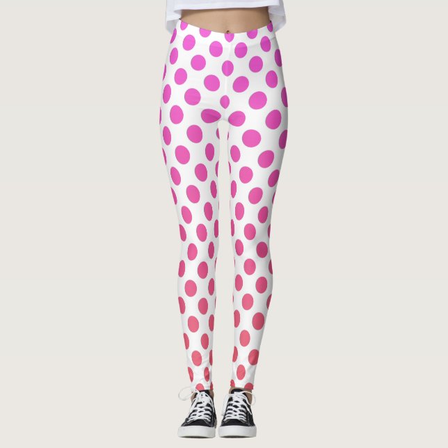 Fuchsia Pink Ombre Dots Leggings (Front)