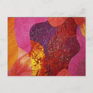 Fuchsia Pink Orange and Purple Quilt Postcard