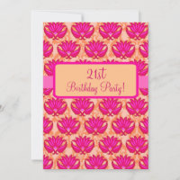 Fuchsia Pink Orange Damask 21st Birthday Party