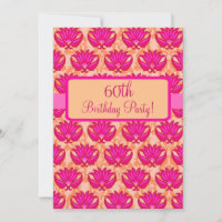 Fuchsia Pink Orange Damask 60th Birthday Party