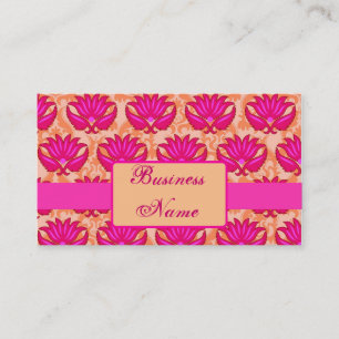 Fuchsia Pink Orange Parisian Damask Graphic Art Business Card