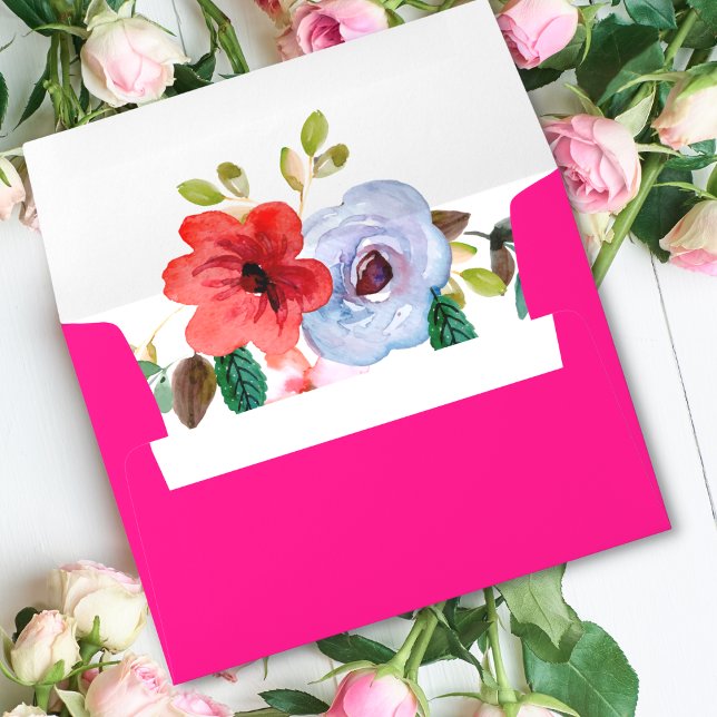 Fuchsia Pink Orange Purple Bright and Bold Floral Envelope (Creator Uploaded)