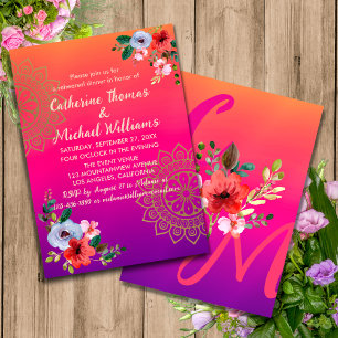 Fuchsia Pink Orange Purple Bright and Bold Floral  Invitation