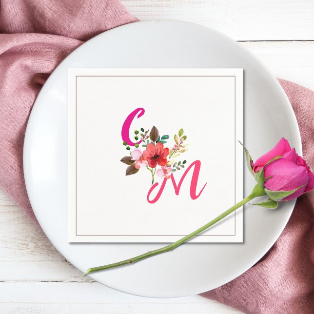 Fuchsia Pink Orange Purple Bright and Bold Floral Napkin (Creator Uploaded)