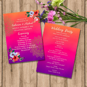 Fuchsia Pink Orange Purple Bright and Bold Floral Programme