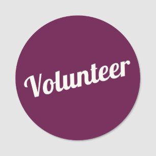 Fuchsia Pink Pin-back Volunteer Buttons Name Tag