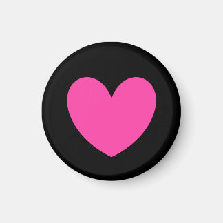 Fuchsia pink polka hearts on black magnet